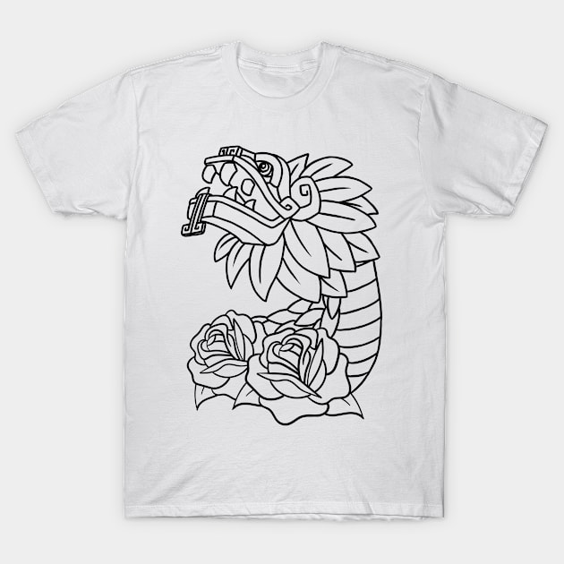 Quetzalcoatl Roses Aztec Serpent Mayan Toltec Inca Gift T-Shirt by Alex21